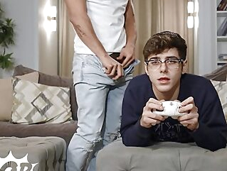 Angel Rivera Sneakily Watches Before Giving The Twink Gamer Joey Mills What He Needs, His Big Hard Cock - TWINKPOP bareback (gay) big cock (gay) blowjob (gay) 11:05